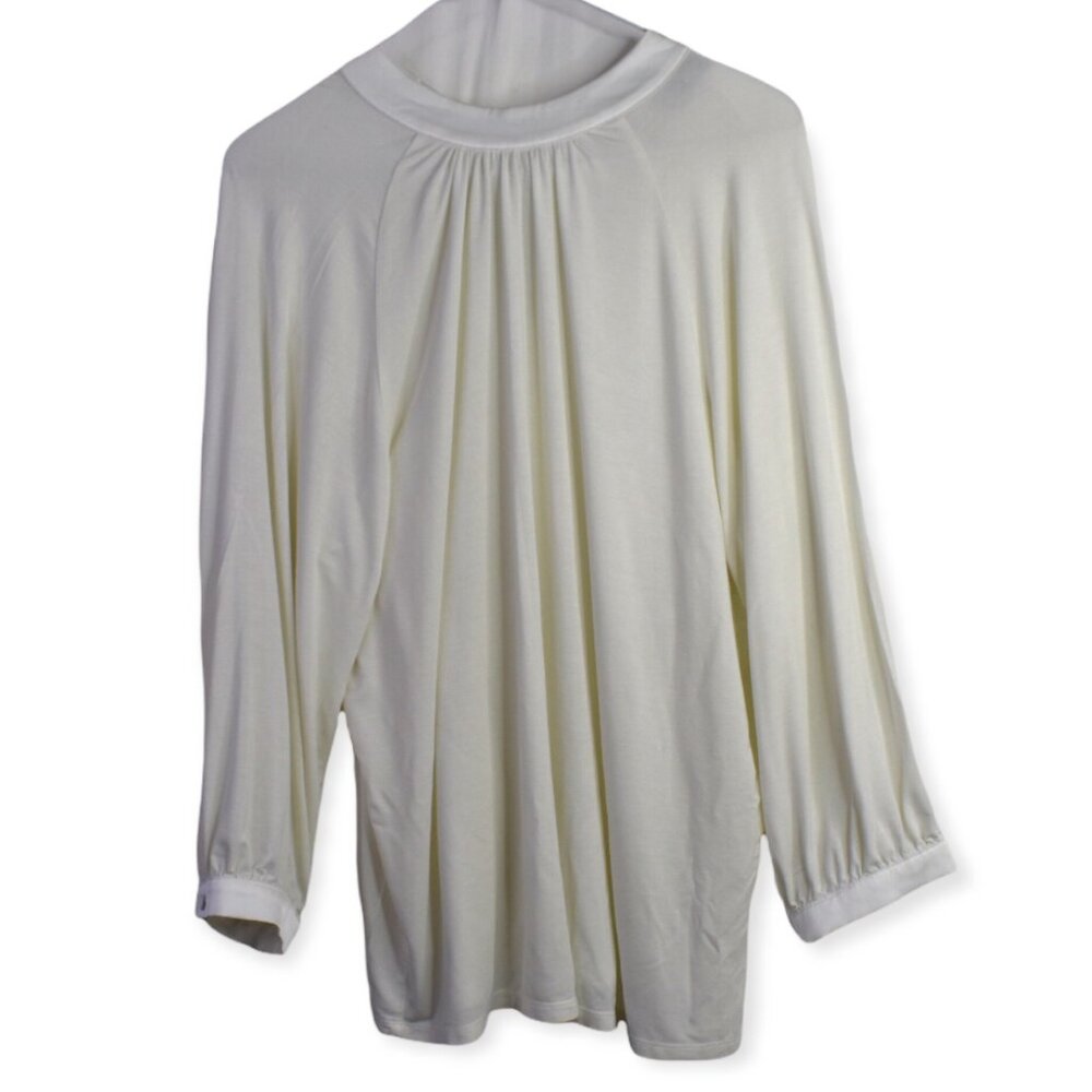 ModCloth Blouse L Womens Long Sleeve Crew Neck Viscose Tie Back
